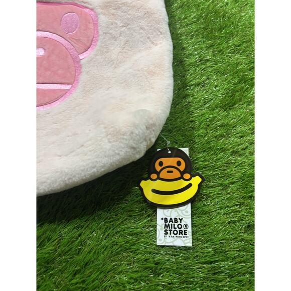 A Bathing Ape BABY MILO Plush Tote Bag Pink Cream Fuzzy Shoulder Shopper NWT - Picture 2 of 4
